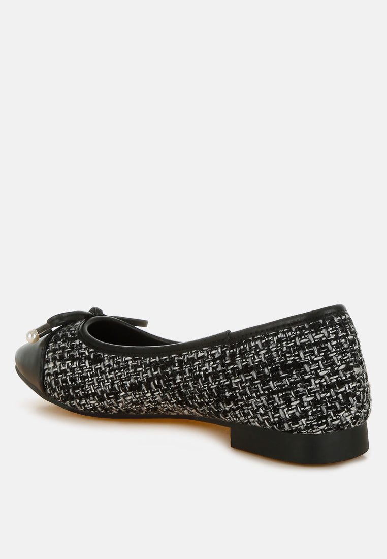 Acino Boucle Pearl Bow Ballerinas-3