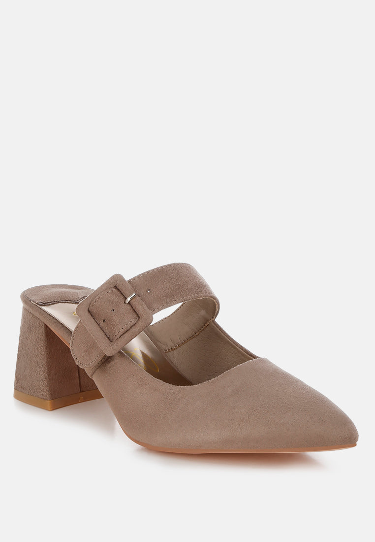 Amapola Buckle Strap Detail Microfiber Mules-1