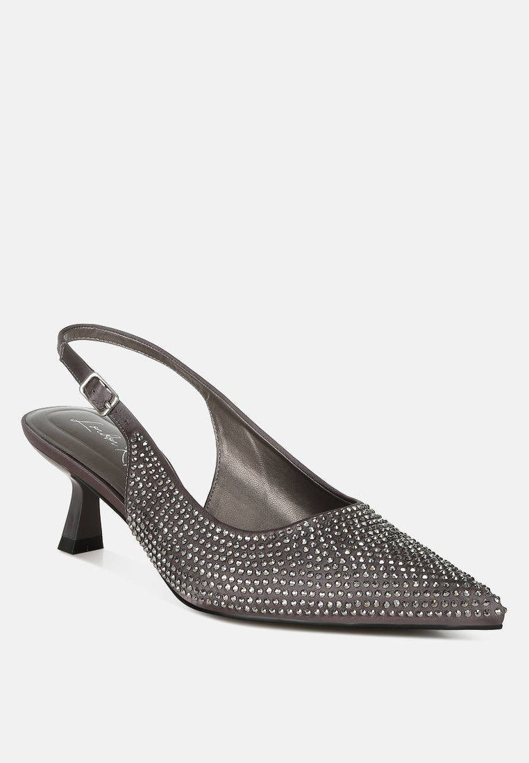 Amashi Rhinestones Embellished Slingback Sandals-1