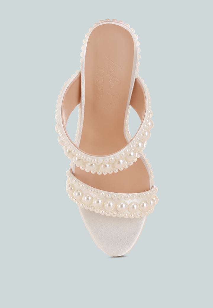 Ambrin Pearl Embellished Slip On Stiletto Heels-4