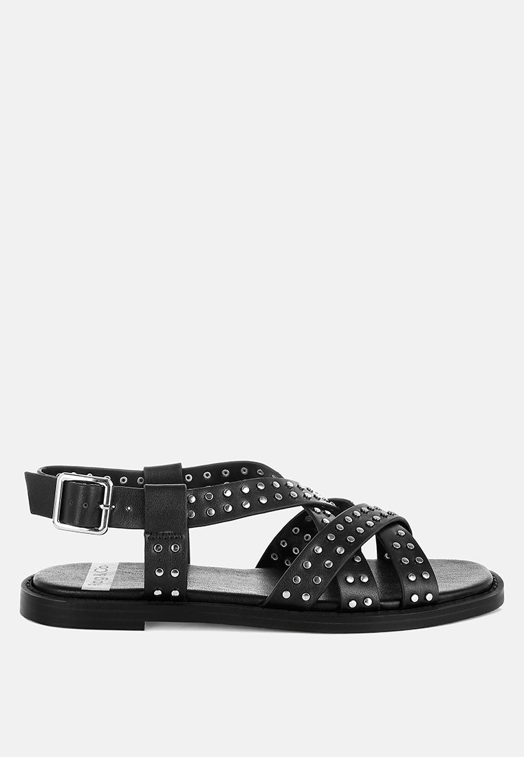 Anemone Studded Flat Gladiator Sandals-5