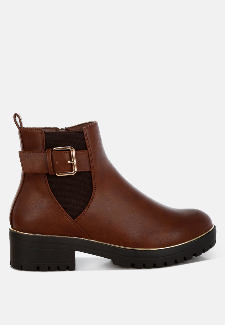 Antorin Chunky Buckle Detail Ankle Boots-0