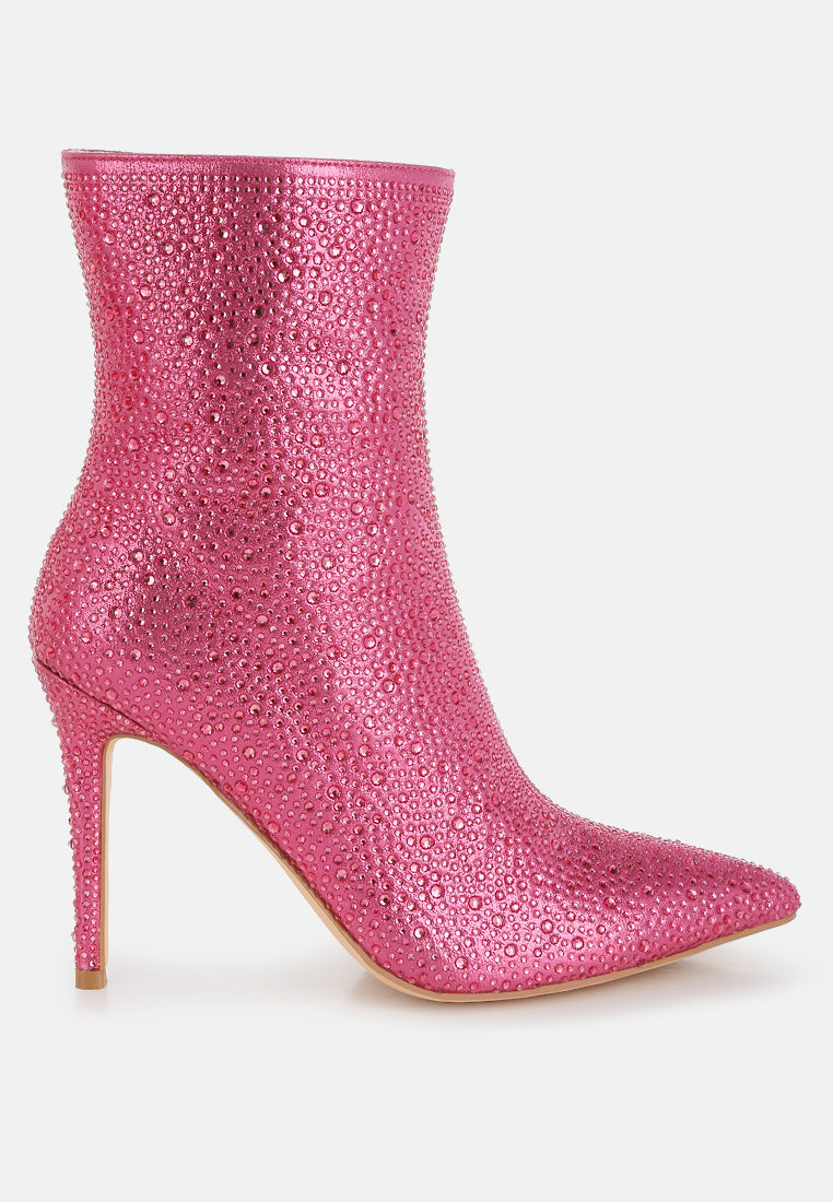 Anun Rhinestones Embellished High Ankle Boots-0