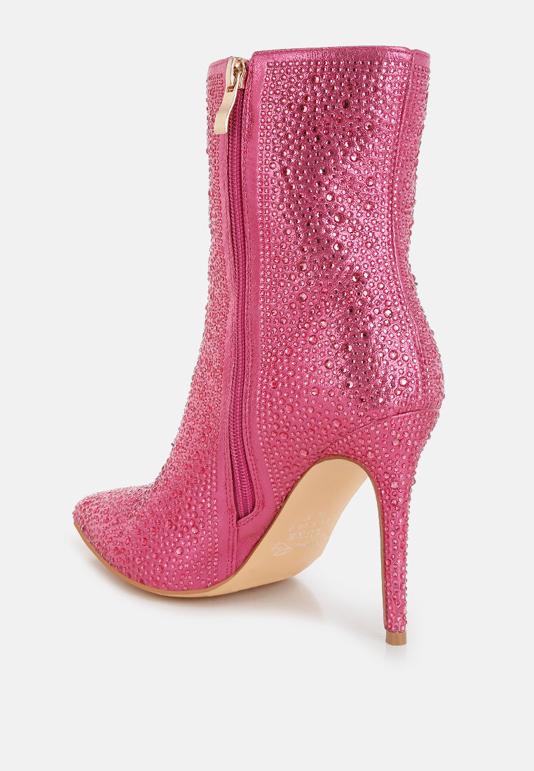 Anun Rhinestones Embellished High Ankle Boots-2