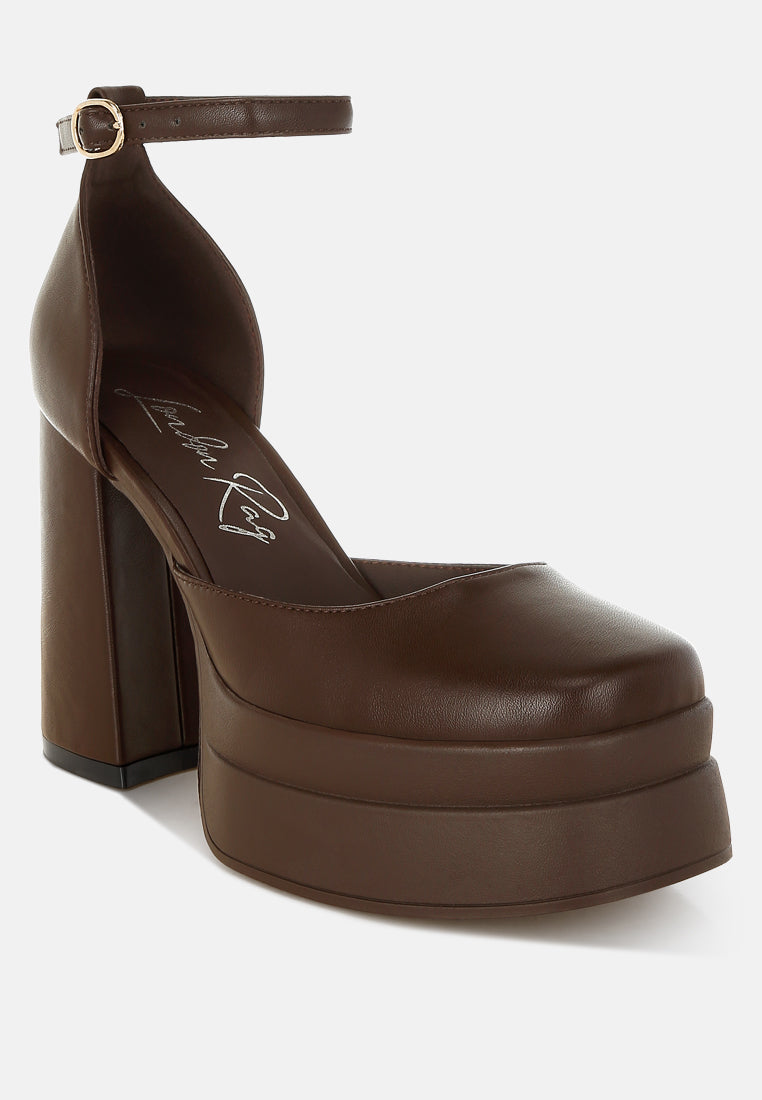 Araminta Chunky Square Toe Buckled Heels-2