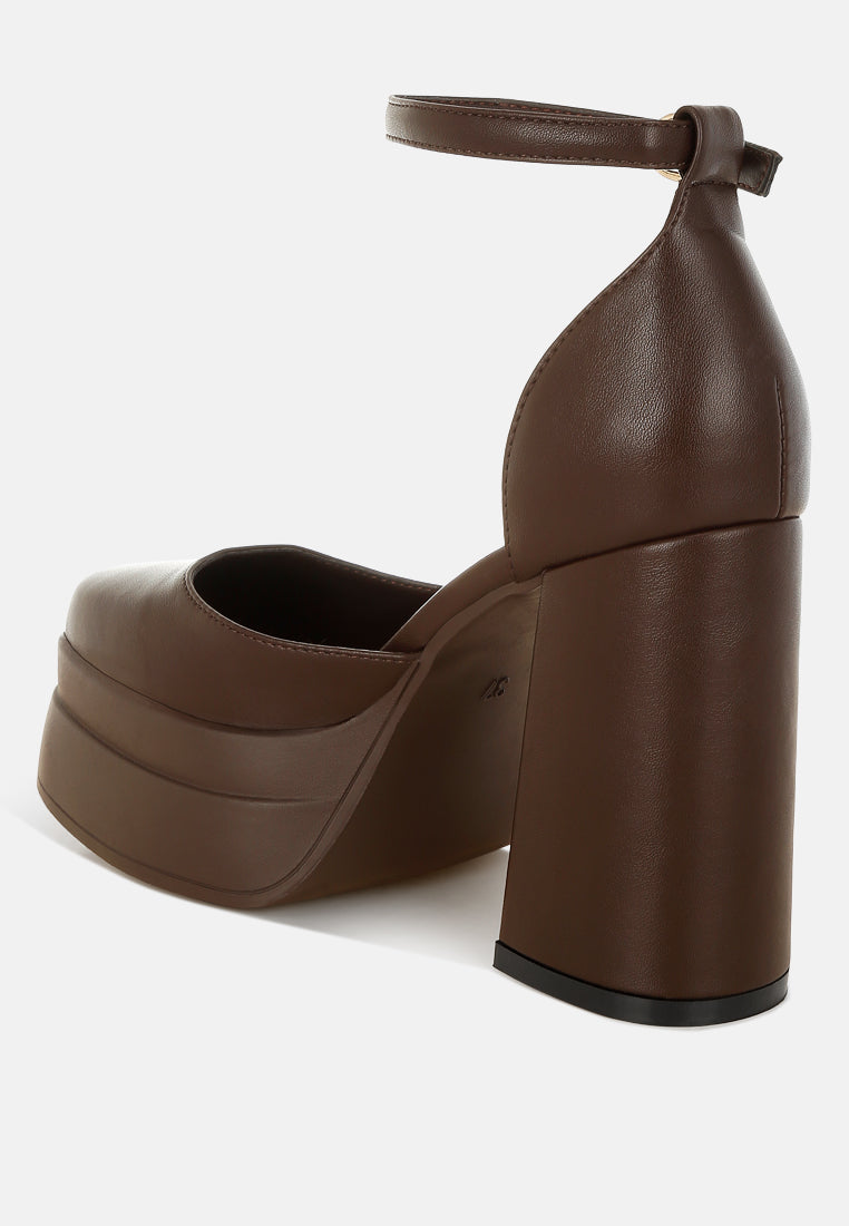 Araminta Chunky Square Toe Buckled Heels-3