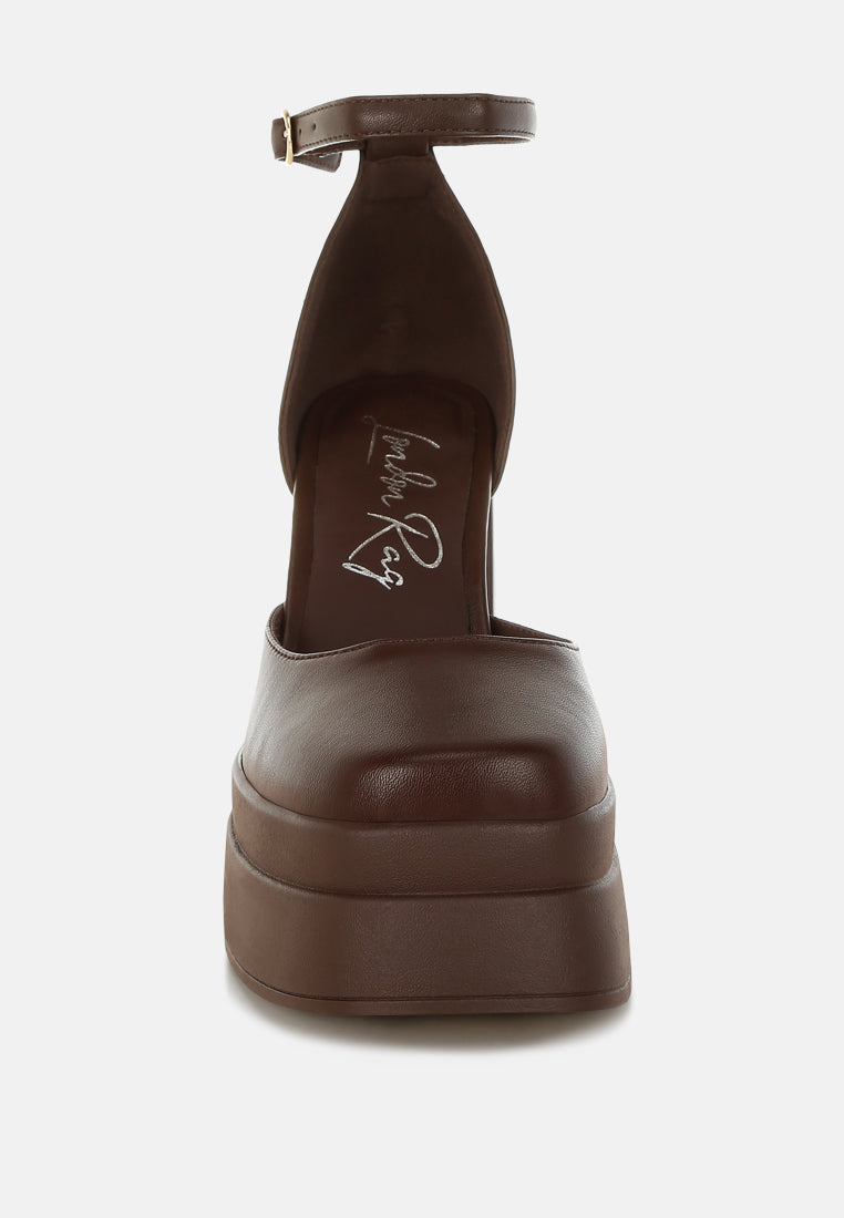 Araminta Chunky Square Toe Buckled Heels-4