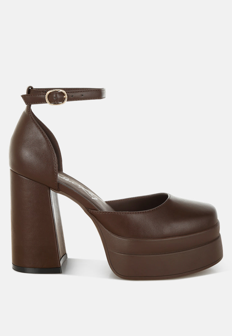 Araminta Chunky Square Toe Buckled Heels-0