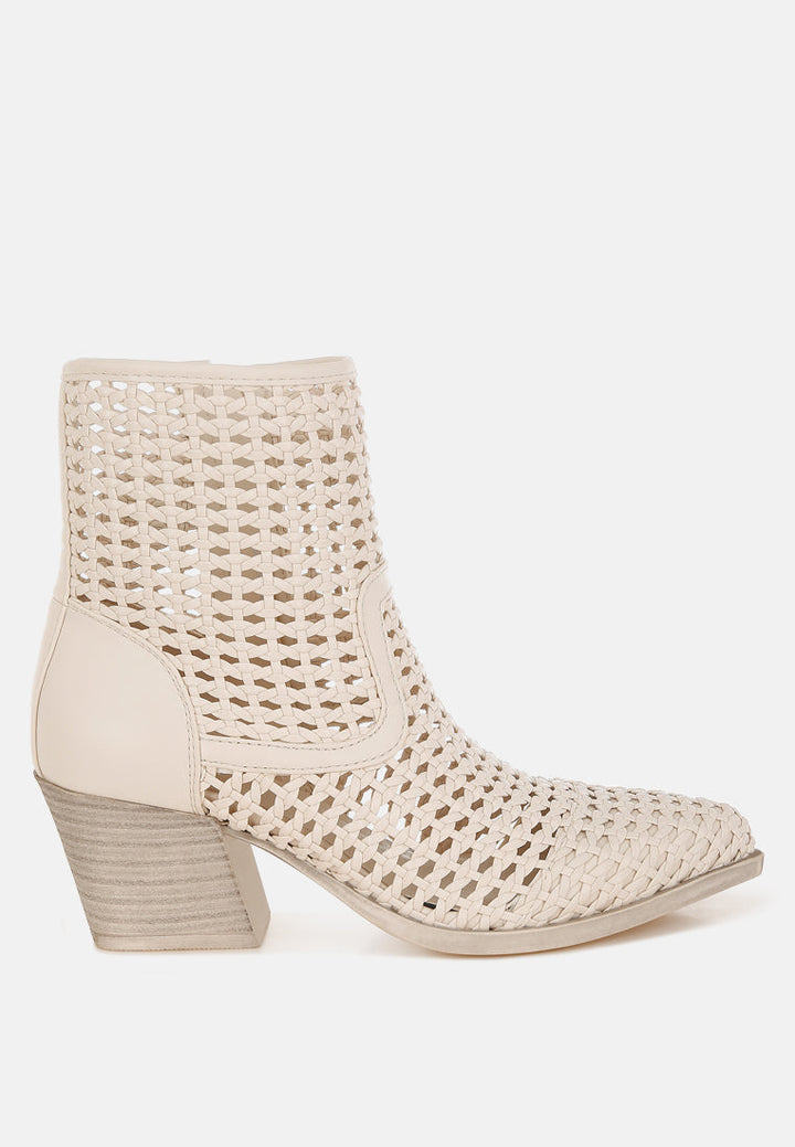 Artisole Woven Pleather Block Heel Boots-0