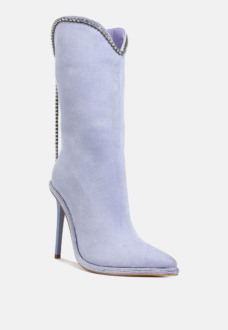 Ashipa Diamante Chain Detail Calf Boots-1