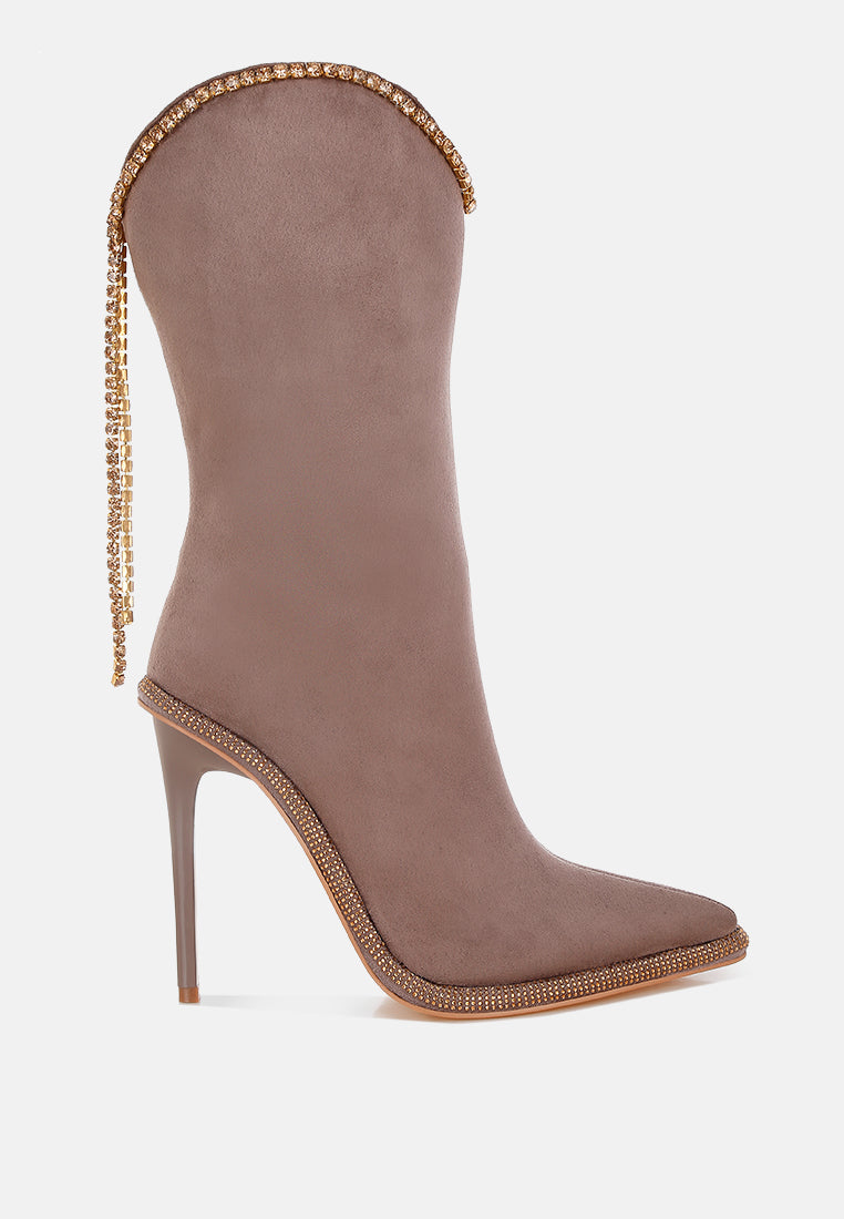 Ashipa Diamante Chain Detail Calf Boots-6
