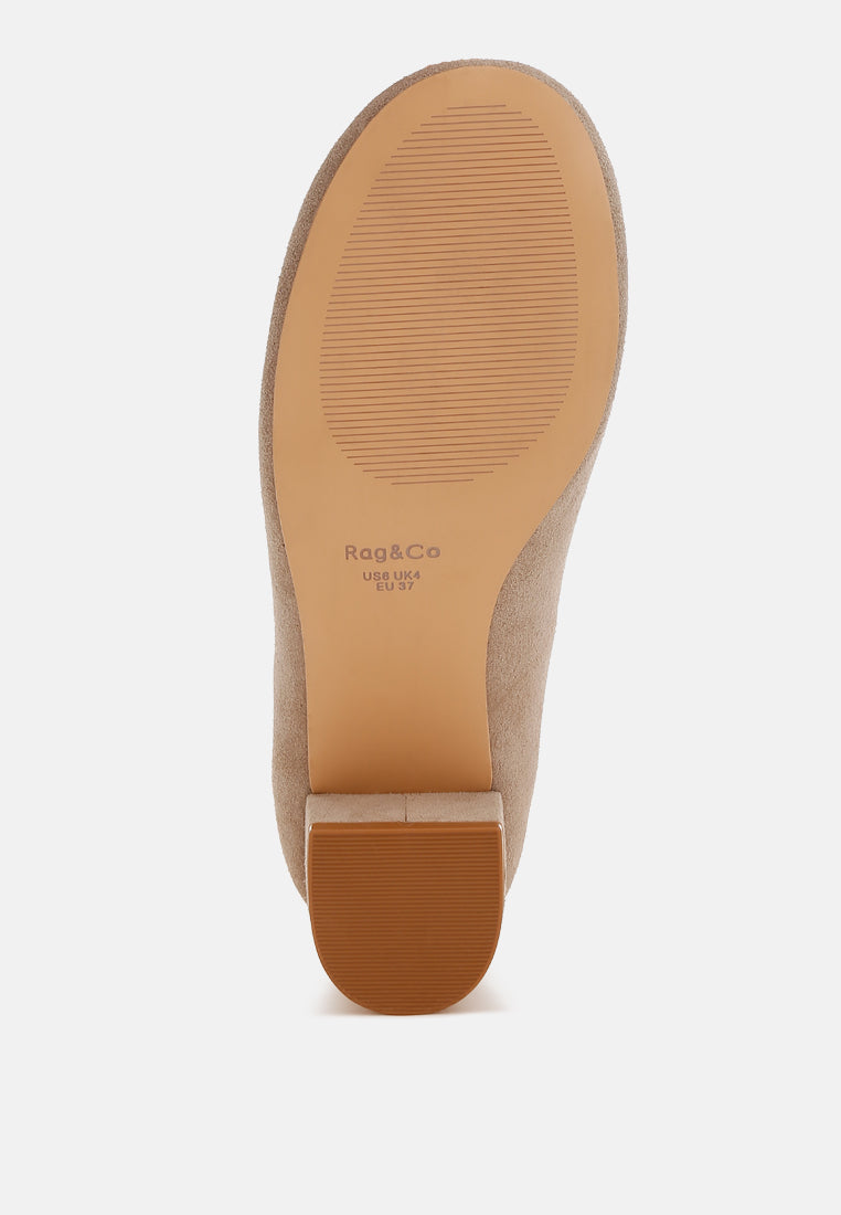 Astra Block Heel Genuine Suede Loafers-4
