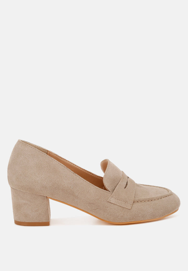 Astra Block Heel Genuine Suede Loafers-0