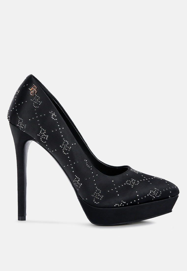 Ballard Monogram Satin Stiletto Pumps-5