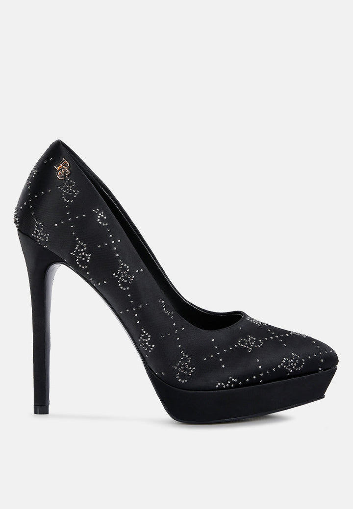 Ballard Monogram Satin Stiletto Pumps-5