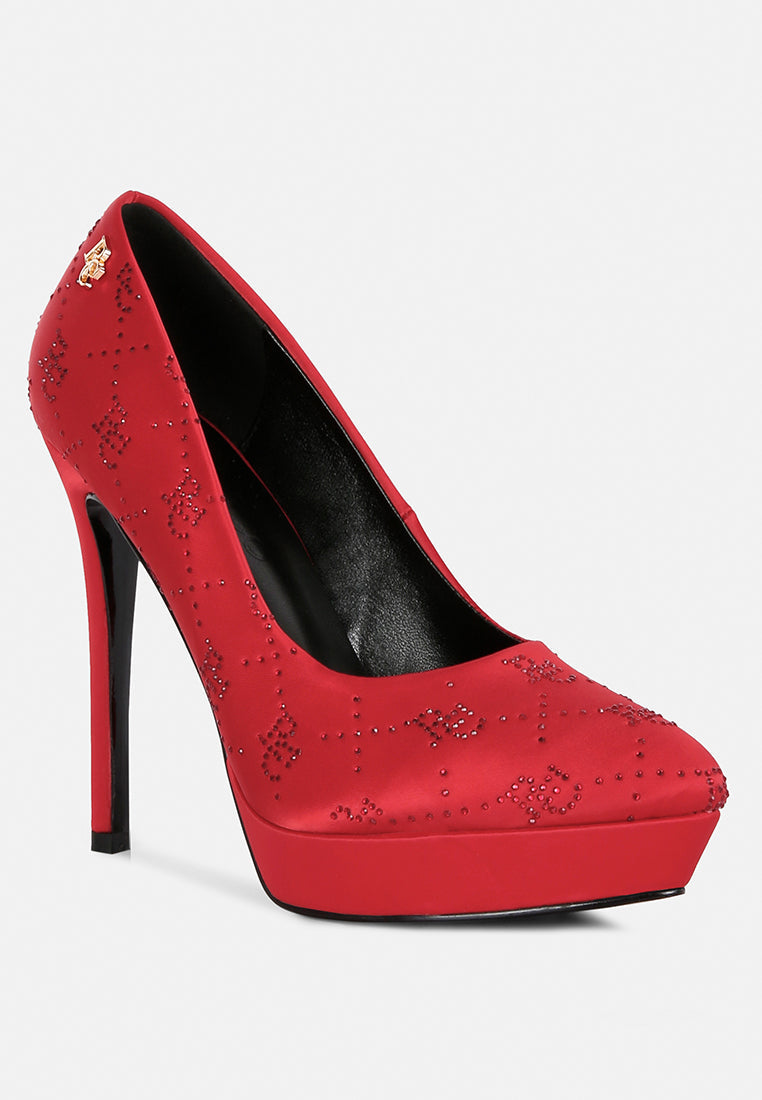 Ballard Monogram Satin Stiletto Pumps-2