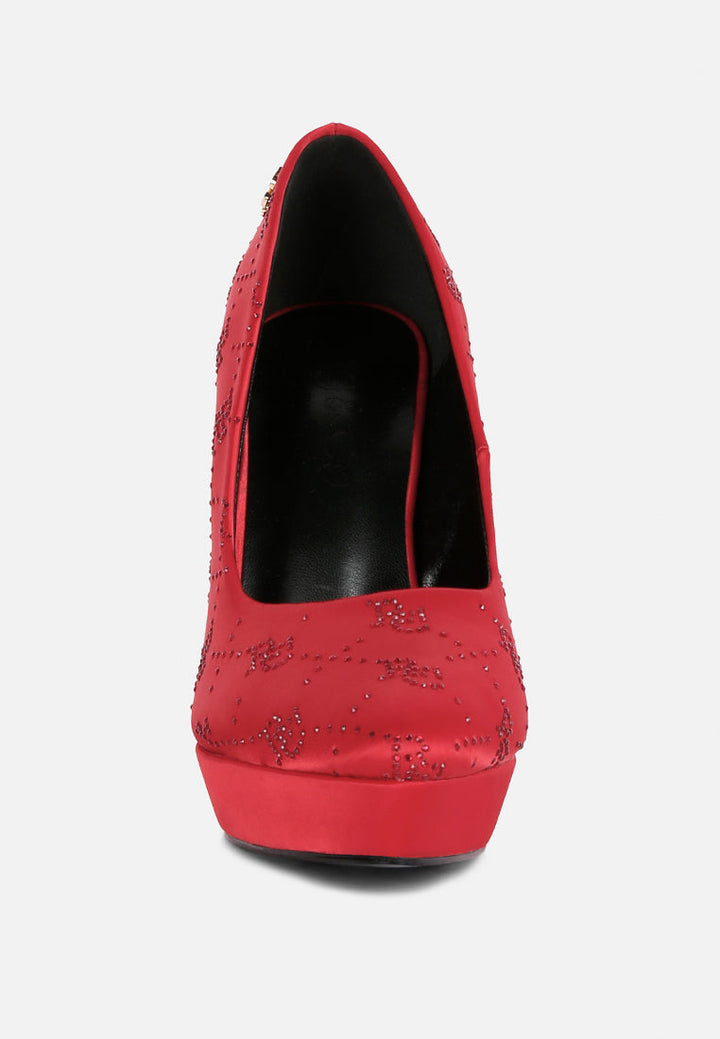 Ballard Monogram Satin Stiletto Pumps-4
