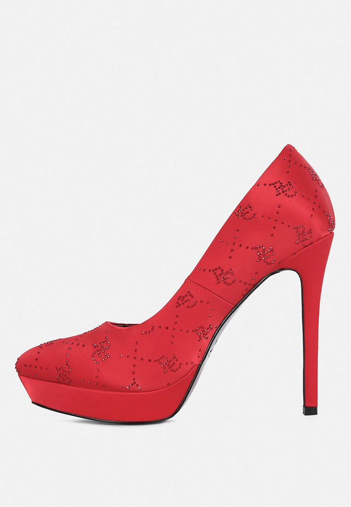 Ballard Monogram Satin Stiletto Pumps-3