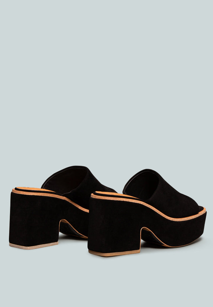 Bardot Fine Suede Handcrafted Platform Slides-4