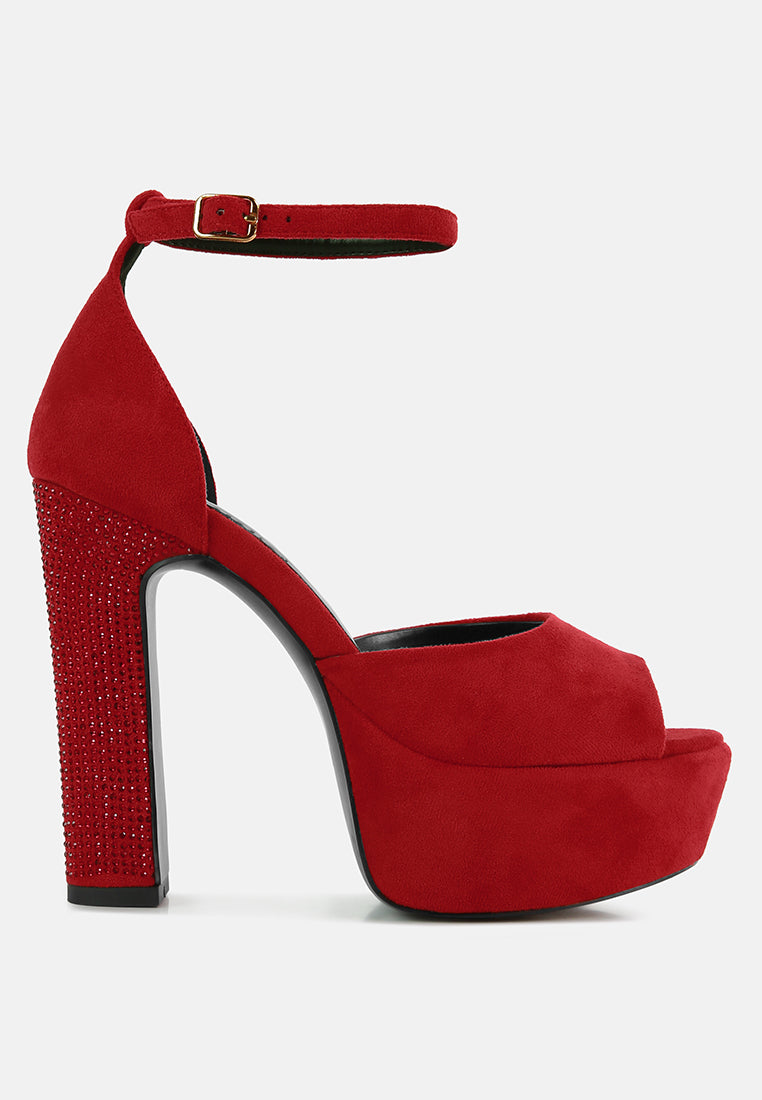 Beaty High Block Heeled Diamante Stud Sandals-5