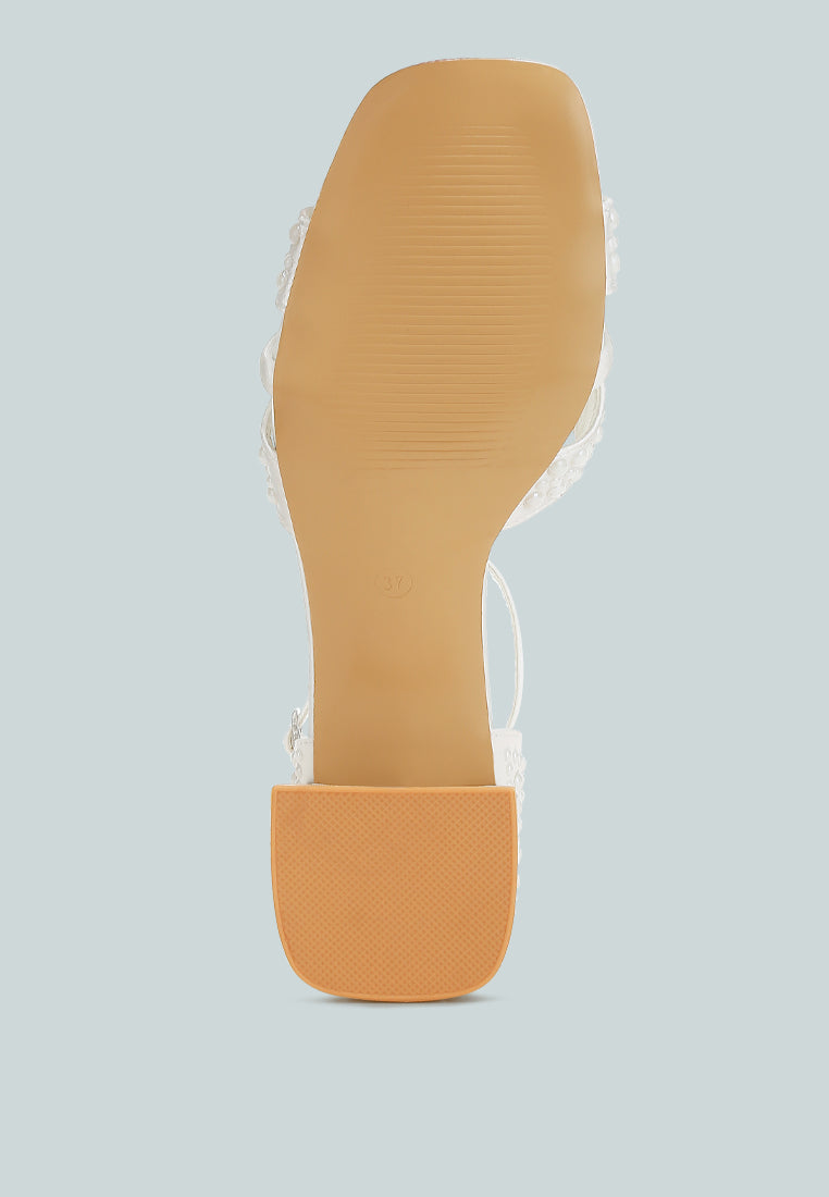 Cinnabon Pearl Embellished Strappy Sandals-4