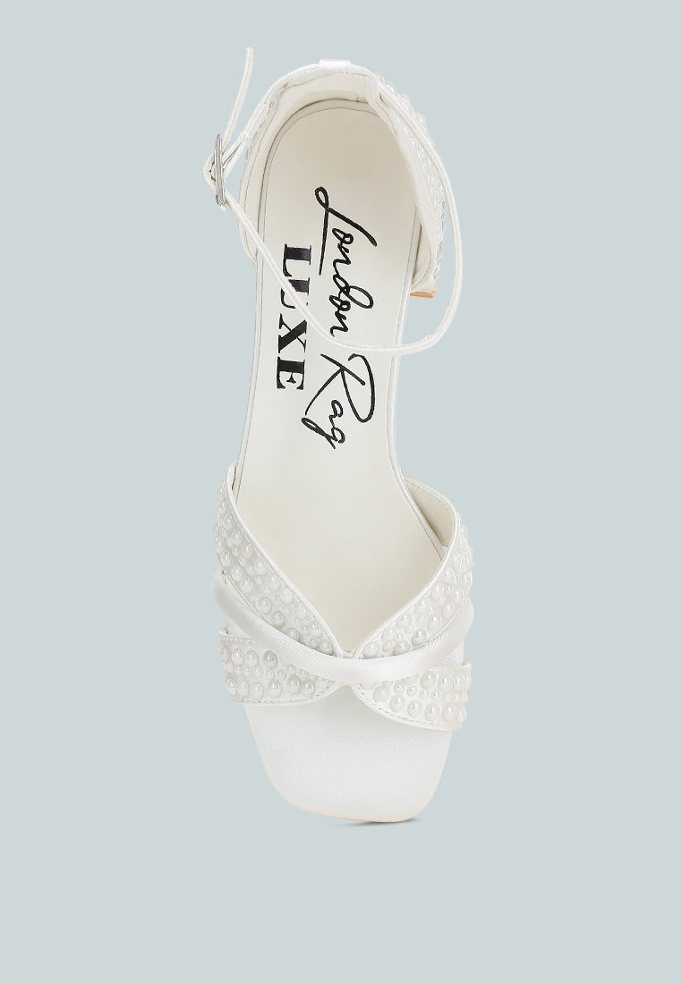 Cinnabon Pearl Embellished Strappy Sandals-3