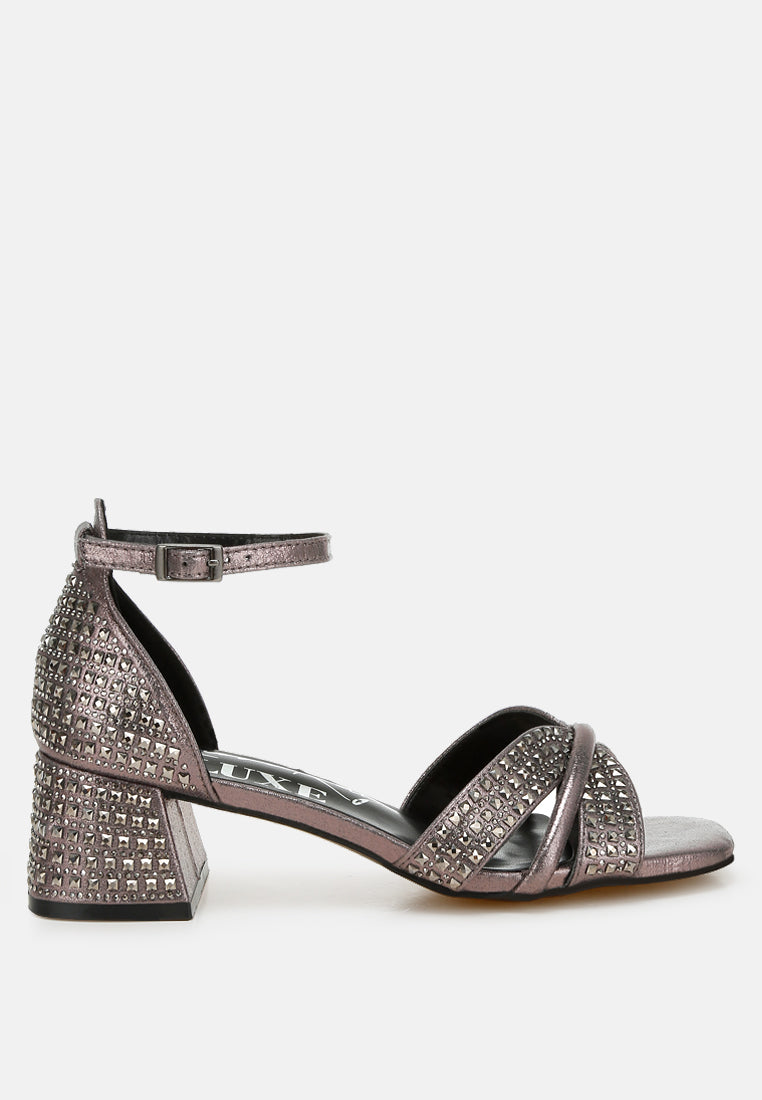 Babylon Low Block Heel Rhinestone Sandals-0