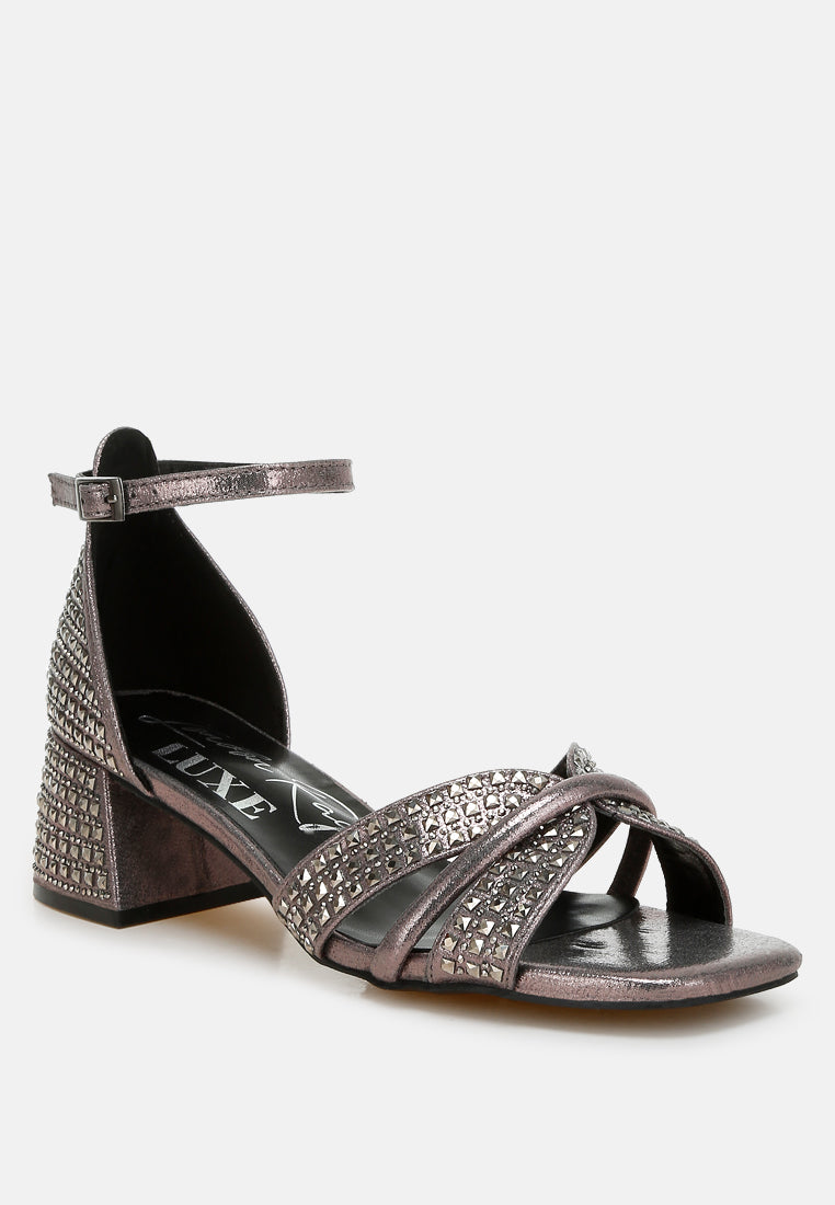 Babylon Low Block Heel Rhinestone Sandals-1