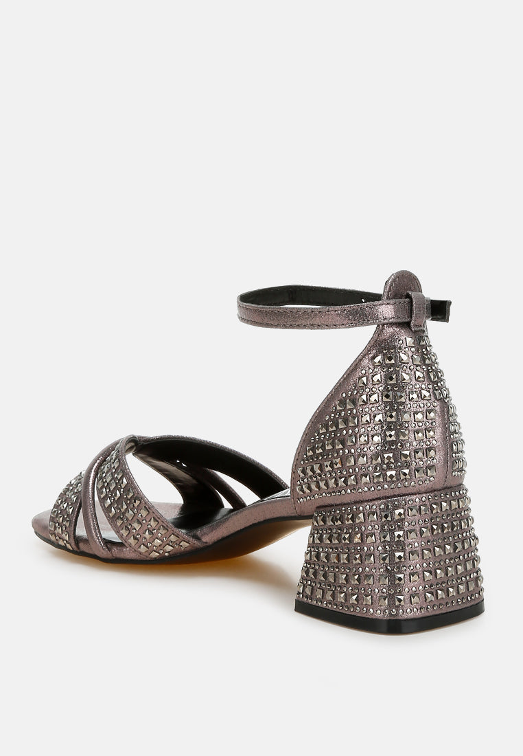 Babylon Low Block Heel Rhinestone Sandals-2