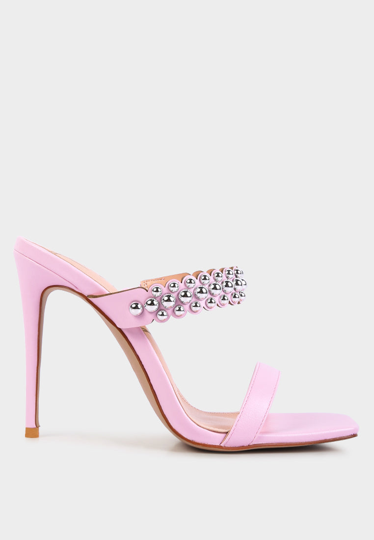 Bandy Stieletto Heel Metal Stud Sandals-5