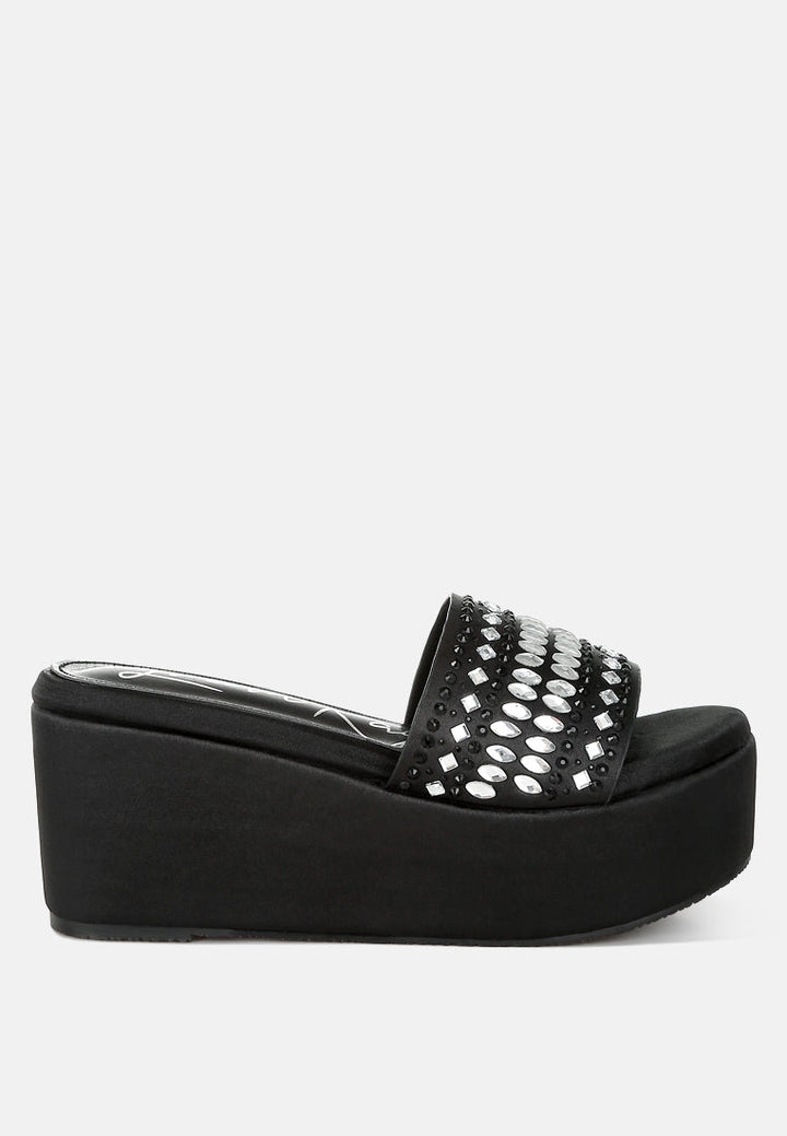 Batanga Diamante &amp; Rhinestone Detail Stylish Flatforms-7