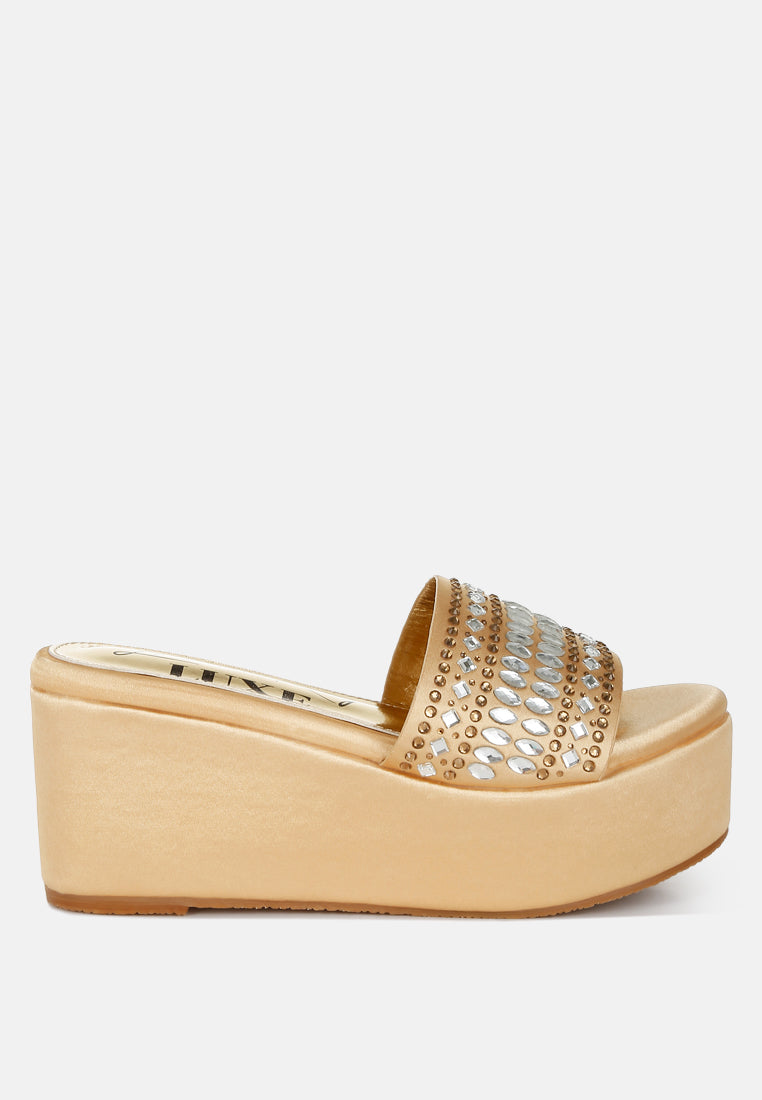 Batanga Diamante & Rhinestone Detail Stylish Flatforms-6