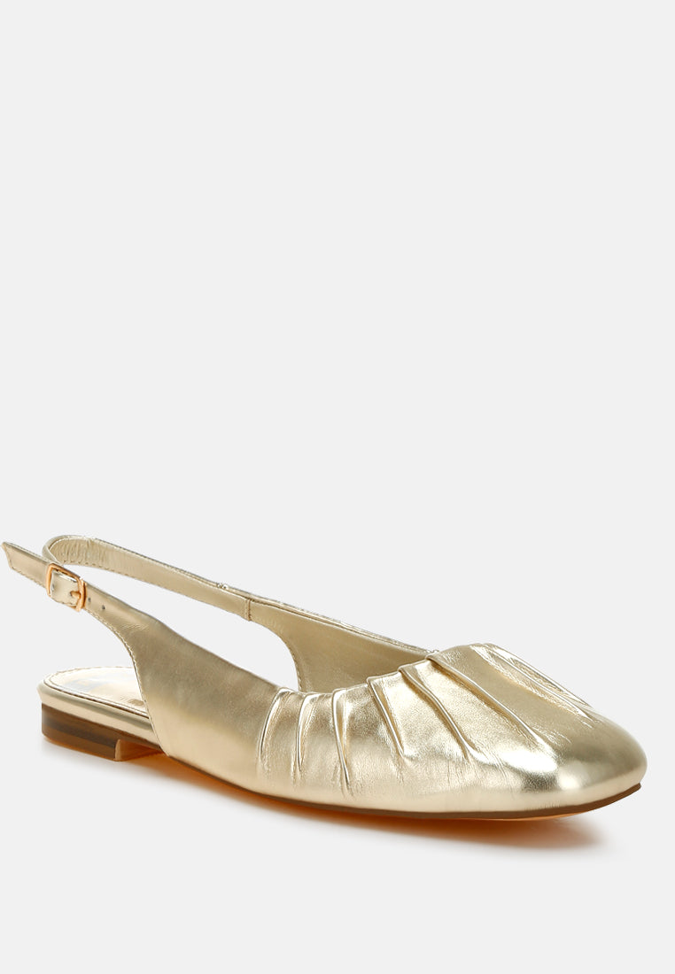 Berni Metallic Square Toe Flat Slingbacks-4