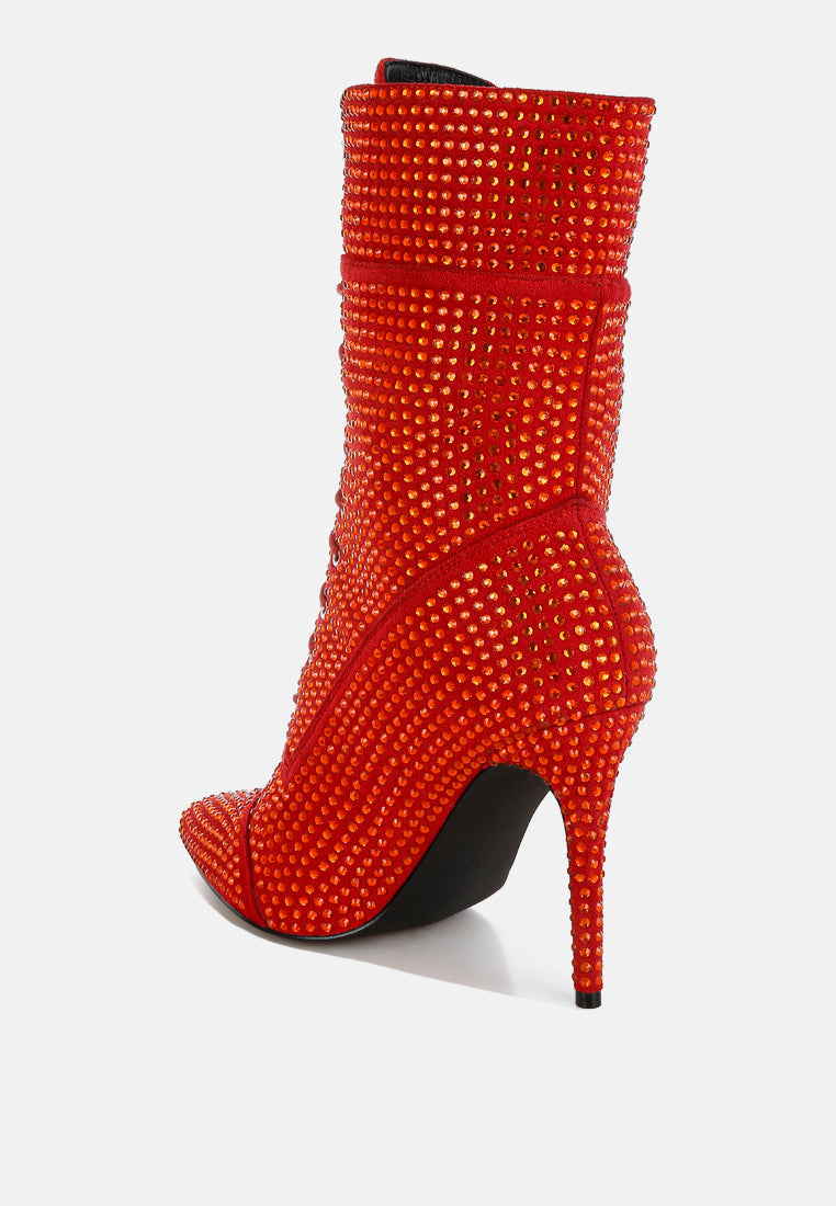 Bitetto Rhinestones Embellished Calf Boots-2