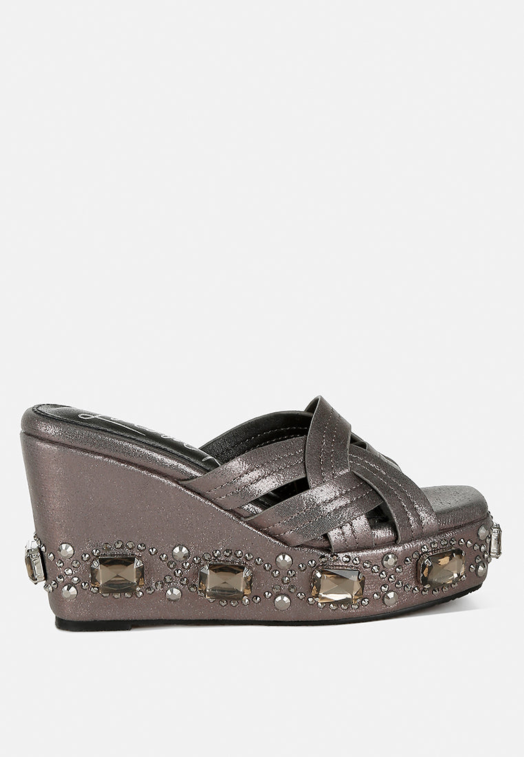 Blistronic Chunky Diamante & Rhinestone Cut-Out Sandals-6