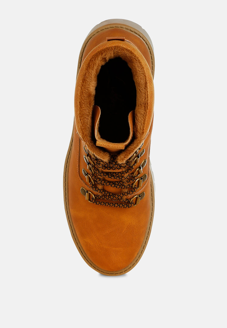 Boskoff Lace-Up Chunky Warm Ankle Boots-4