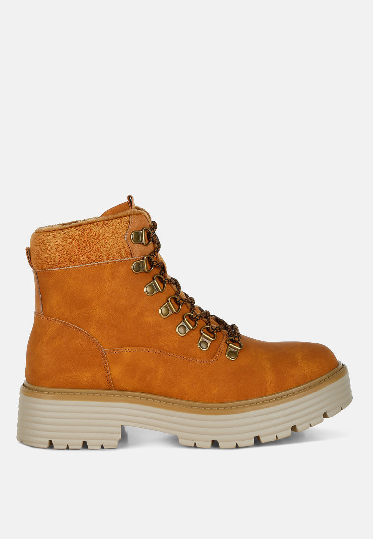 Boskoff Lace-Up Chunky Warm Ankle Boots-0