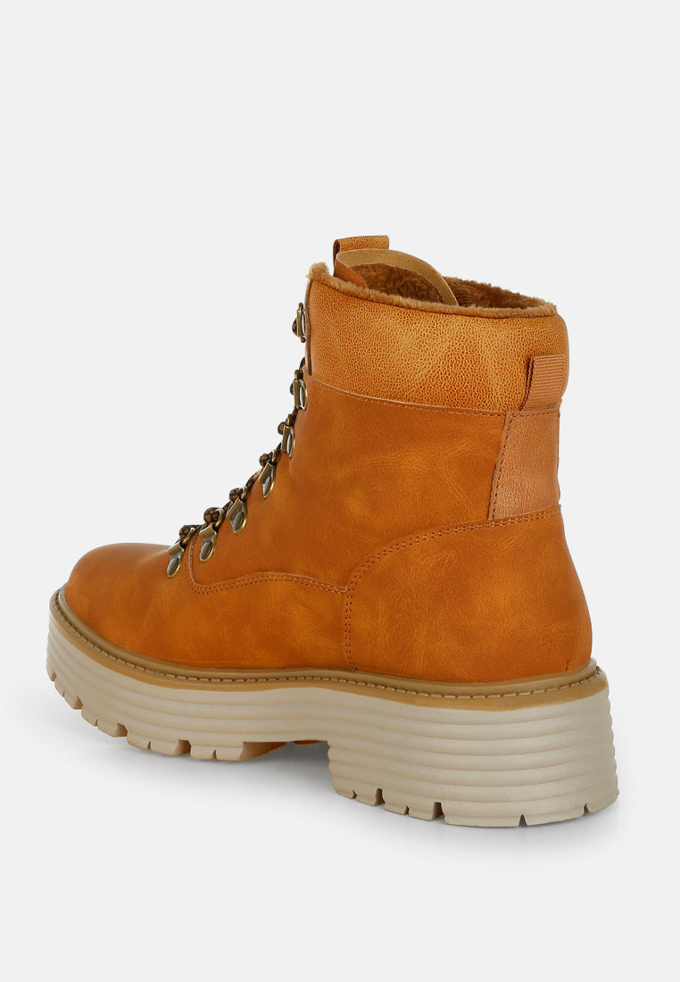 Boskoff Lace-Up Chunky Warm Ankle Boots-3