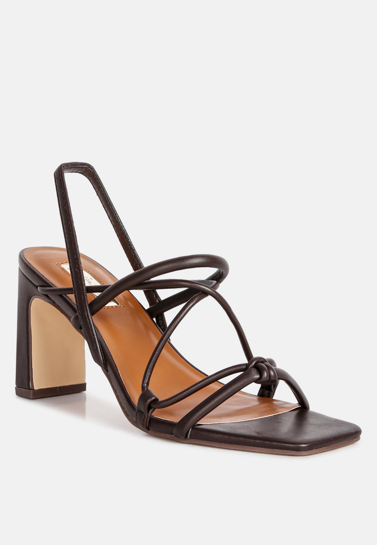 Two Strings Slingback Slim Block Heel Sandals-1