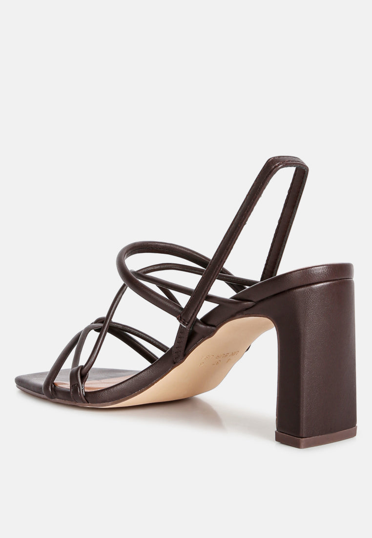 Two Strings Slingback Slim Block Heel Sandals-2