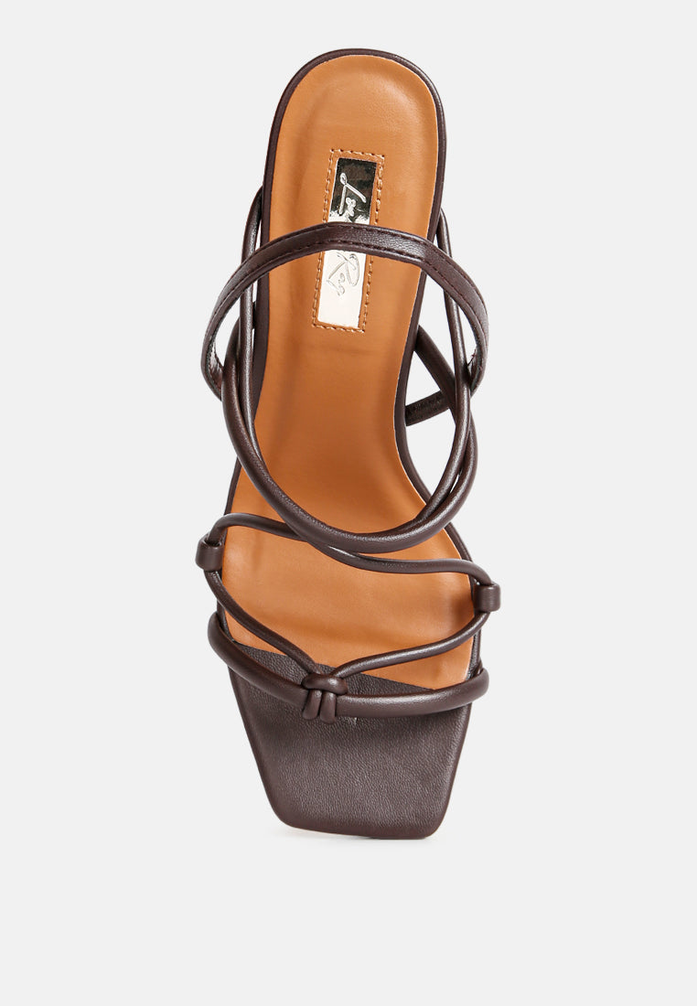 Two Strings Slingback Slim Block Heel Sandals-3