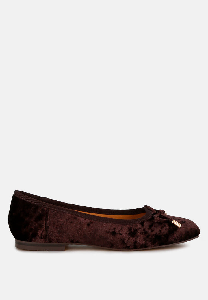 Buckrose Velvet Bow Ballerinas-0