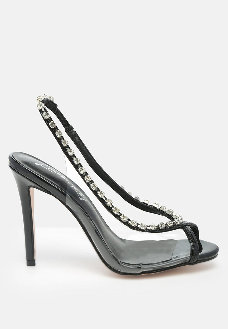 Camarine Clear Diamante Slingback High Heeled Sandals-0