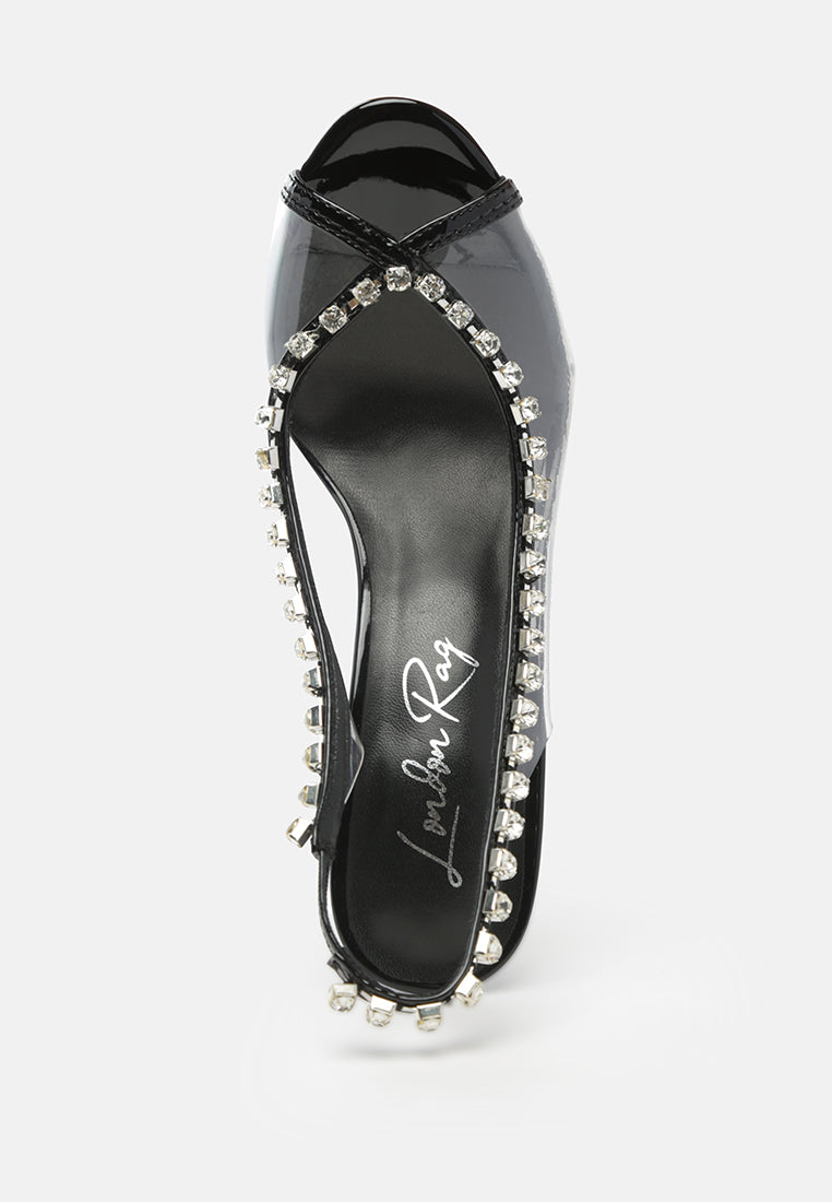 Camarine Clear Diamante Slingback High Heeled Sandals-4