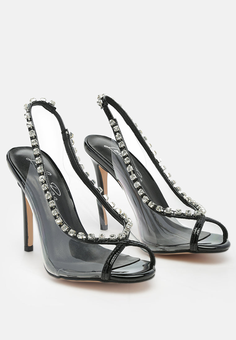 Camarine Clear Diamante Slingback High Heeled Sandals-2