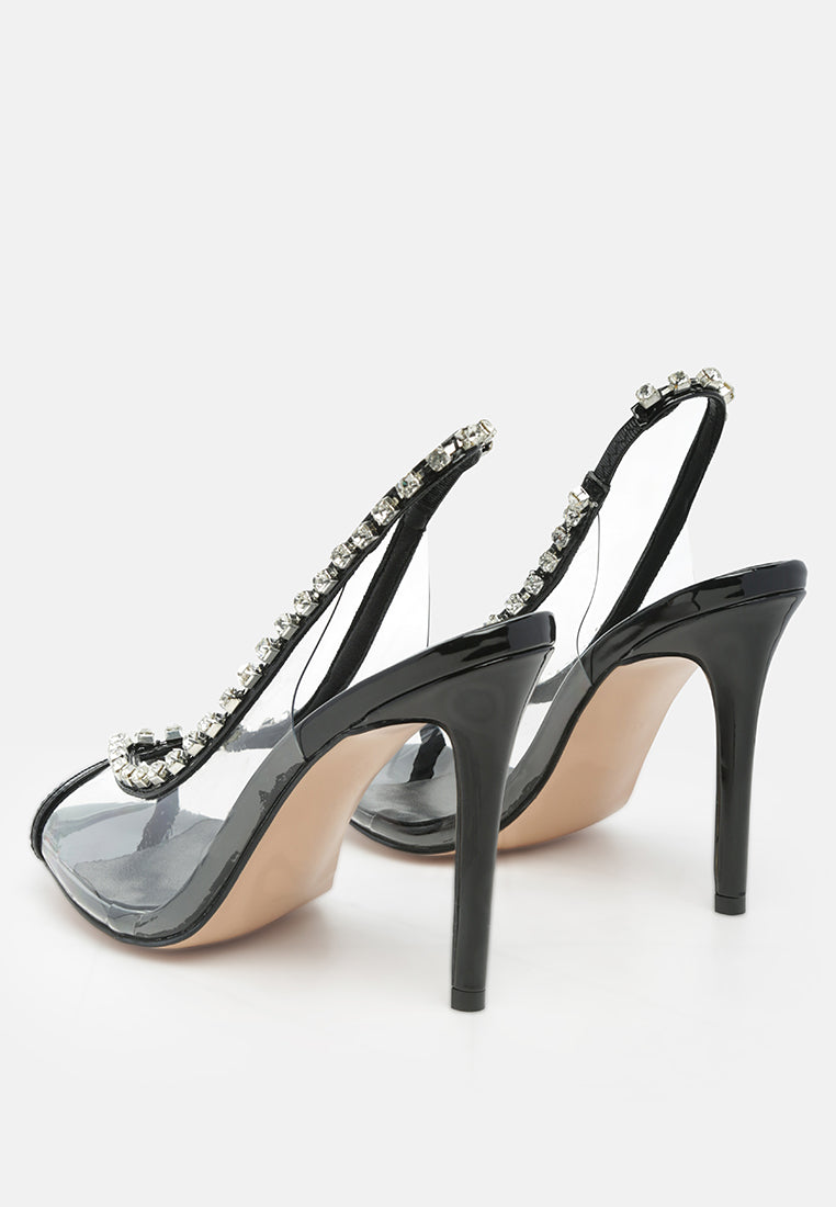 Camarine Clear Diamante Slingback High Heeled Sandals-3