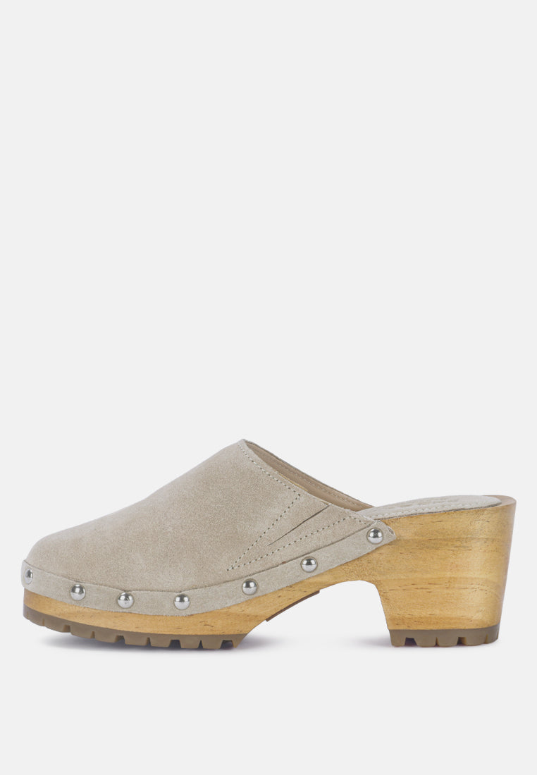 Cedrus Fine Suede Studded Clogs Mules-2