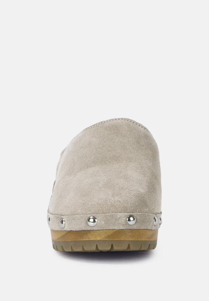 Cedrus Fine Suede Studded Clogs Mules-1