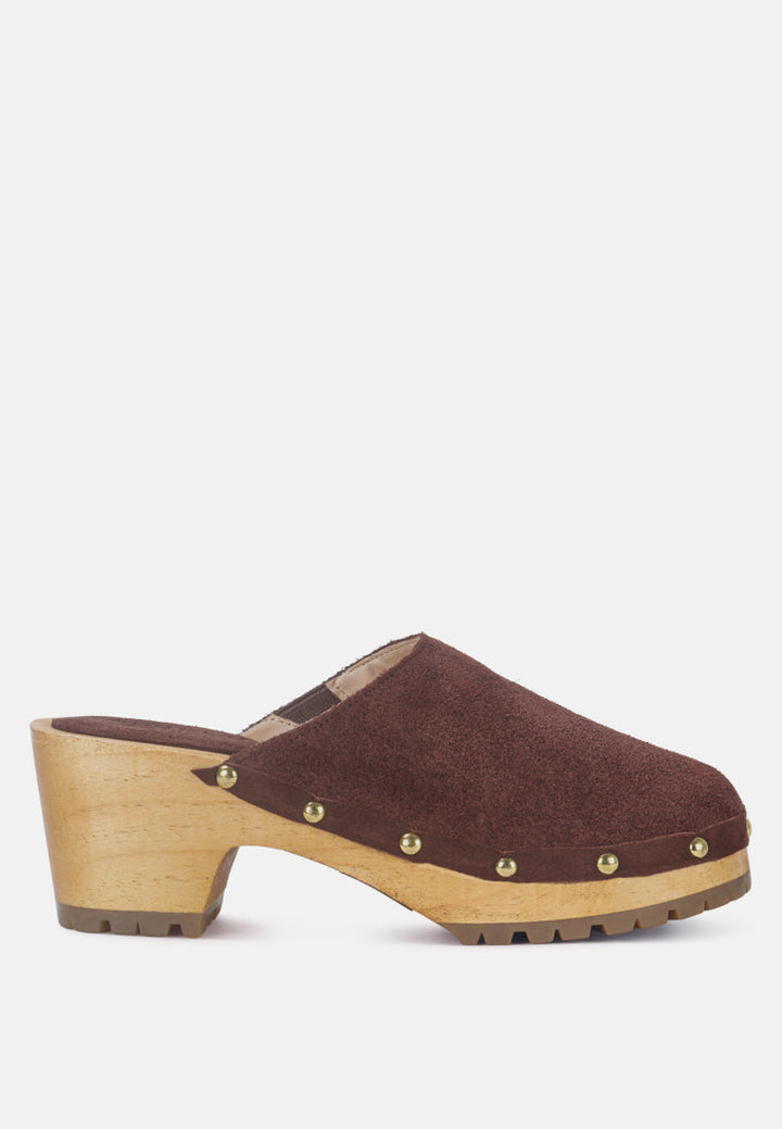 Cedrus Fine Suede Studded Clogs Mules-0