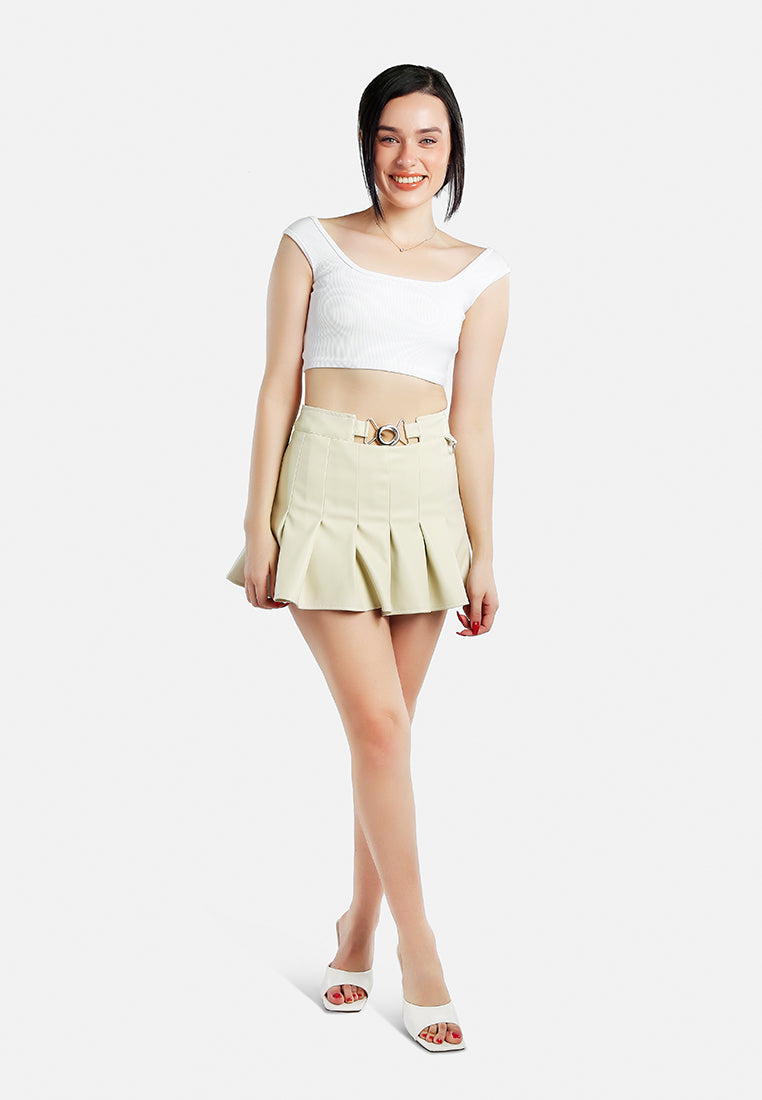 Faux Leather Pleated Skirt-2